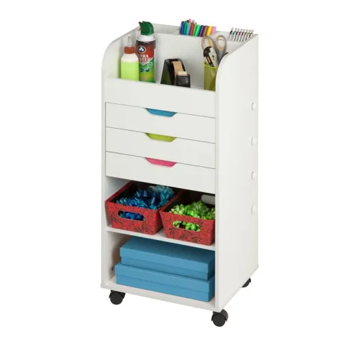 3-Drawer Craft Storage Cart White