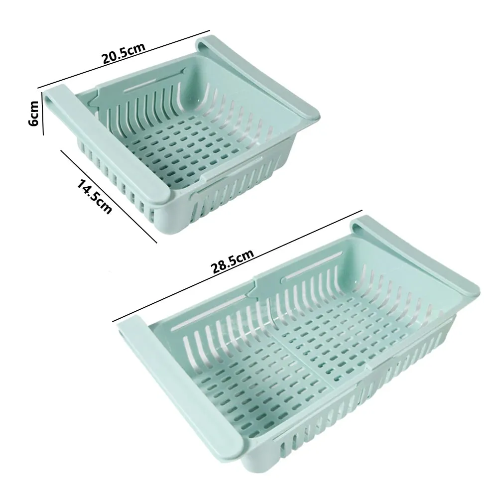 3 Pcs Adjustable and Stretchable Refrigerator Organizer Drawer Basket Refrigerator Storage Box