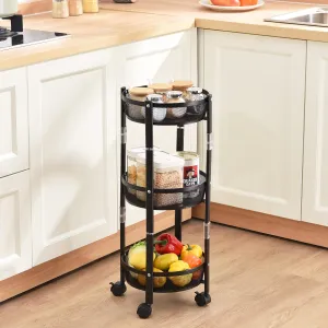 3-Tier Multifunction Metal Rolling Cart