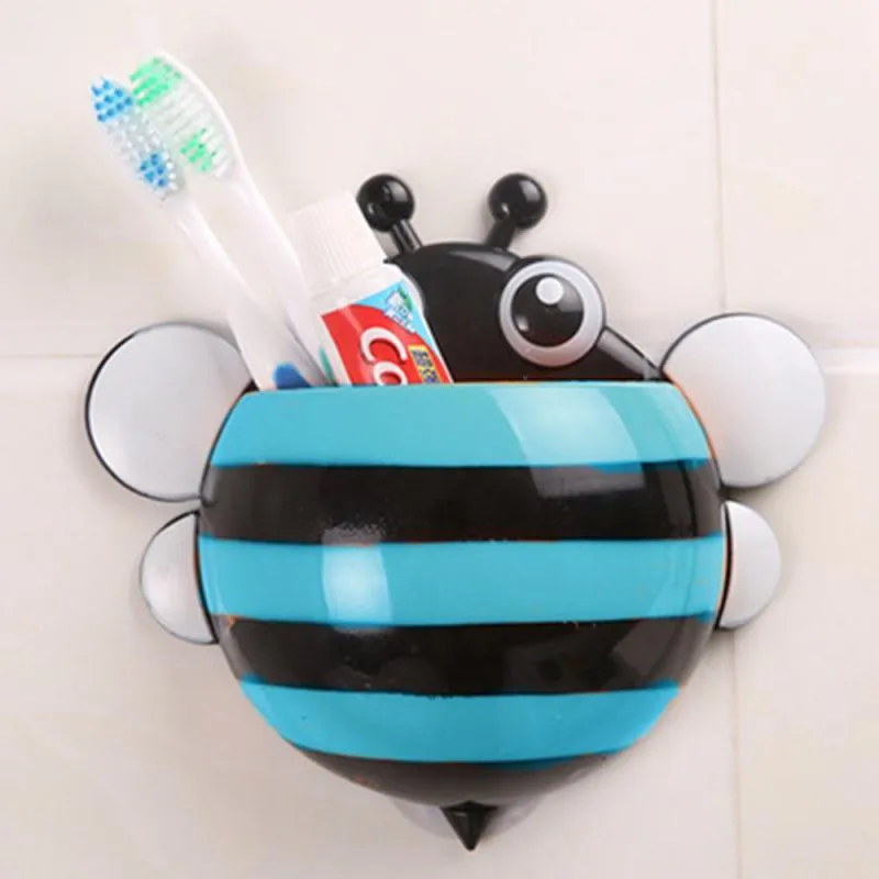 4 Pcs Stripped Ladybug Wall Mounted Toothbrush Holder Children Floating Toys