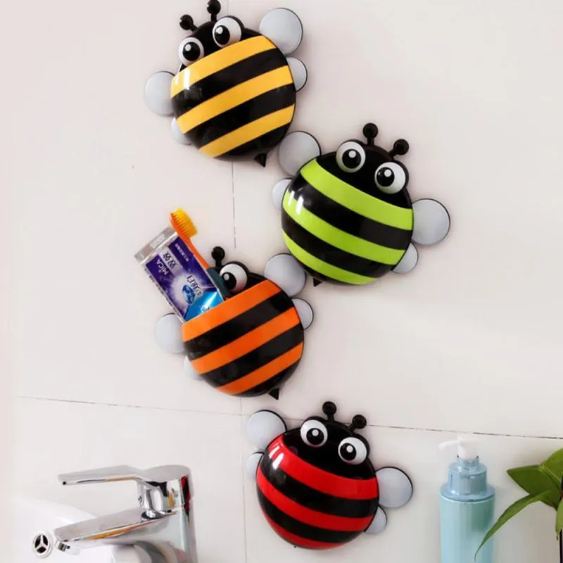 4 Pcs Stripped Ladybug Wall Mounted Toothbrush Holder Children Floating Toys