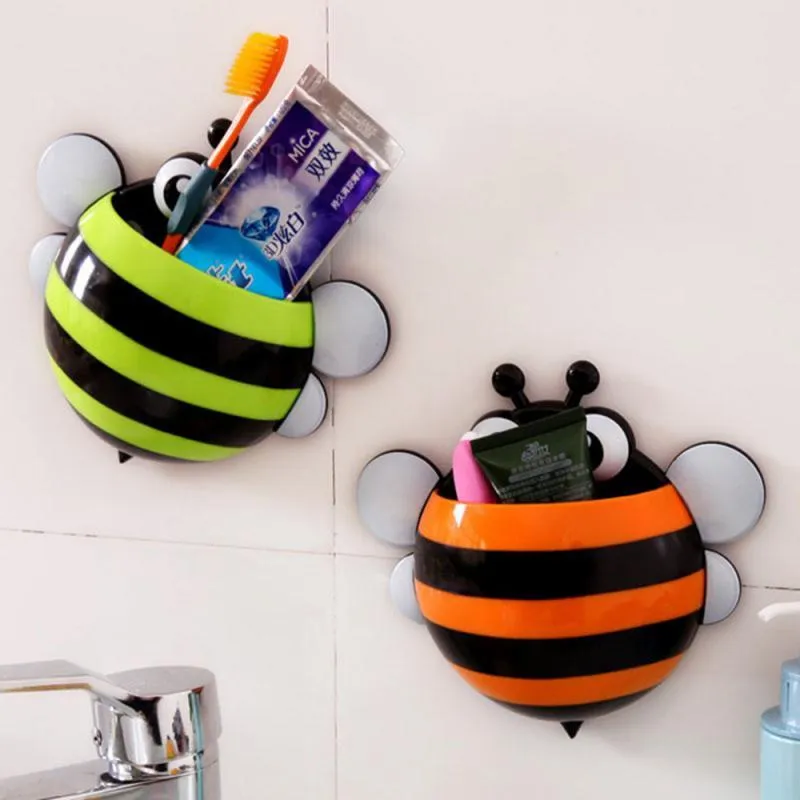 4 Pcs Stripped Ladybug Wall Mounted Toothbrush Holder Children Floating Toys