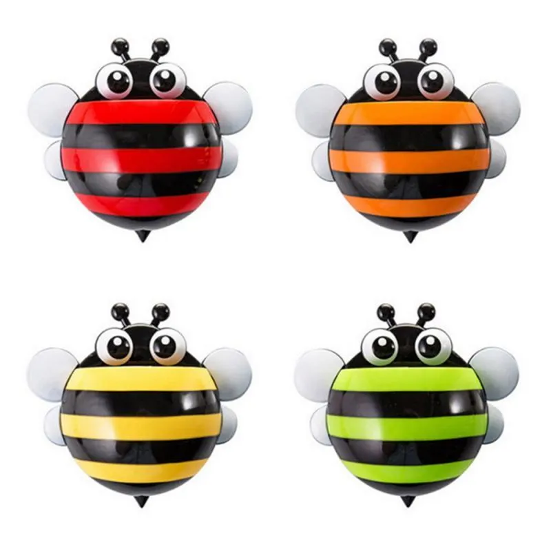 4 Pcs Stripped Ladybug Wall Mounted Toothbrush Holder Children Floating Toys