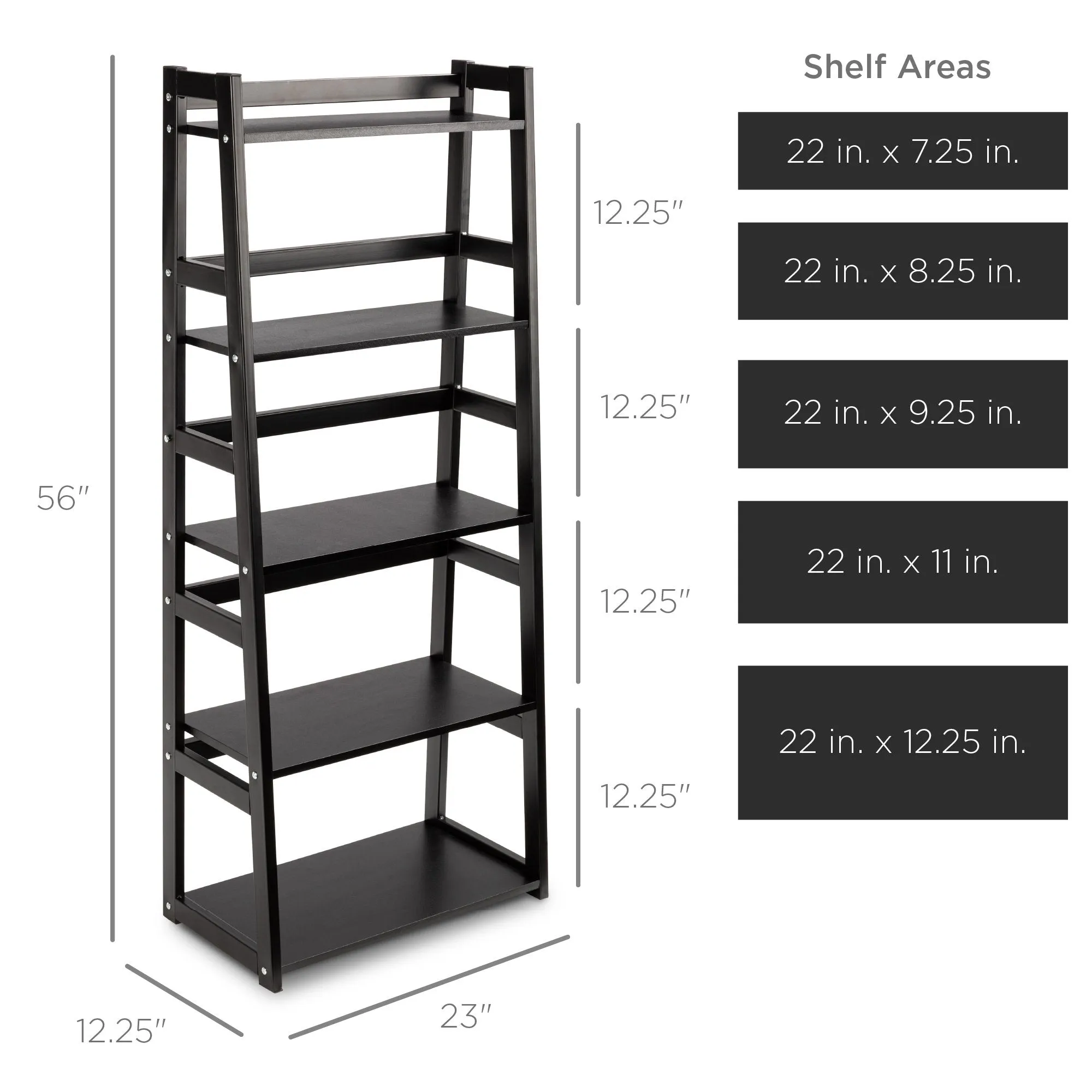 5-Tier Multipurpose Ladder Slant Bookcase Storage Shelf