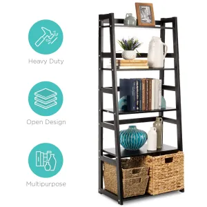 5-Tier Multipurpose Ladder Slant Bookcase Storage Shelf