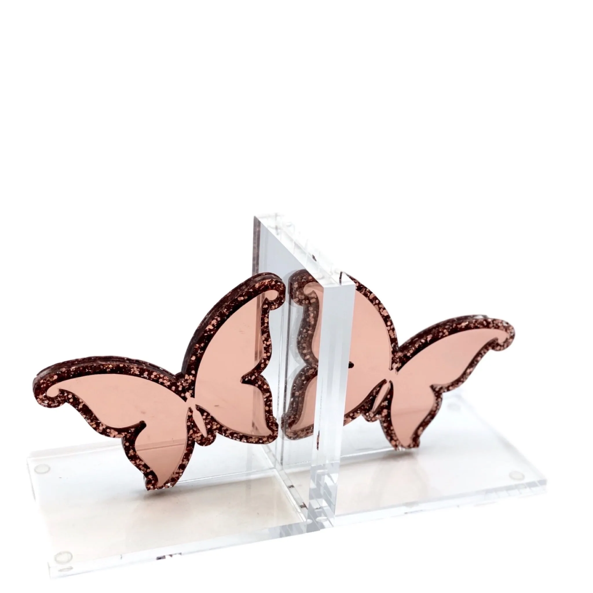 Acrylic Rose Gold Butterfly Bookends Sample