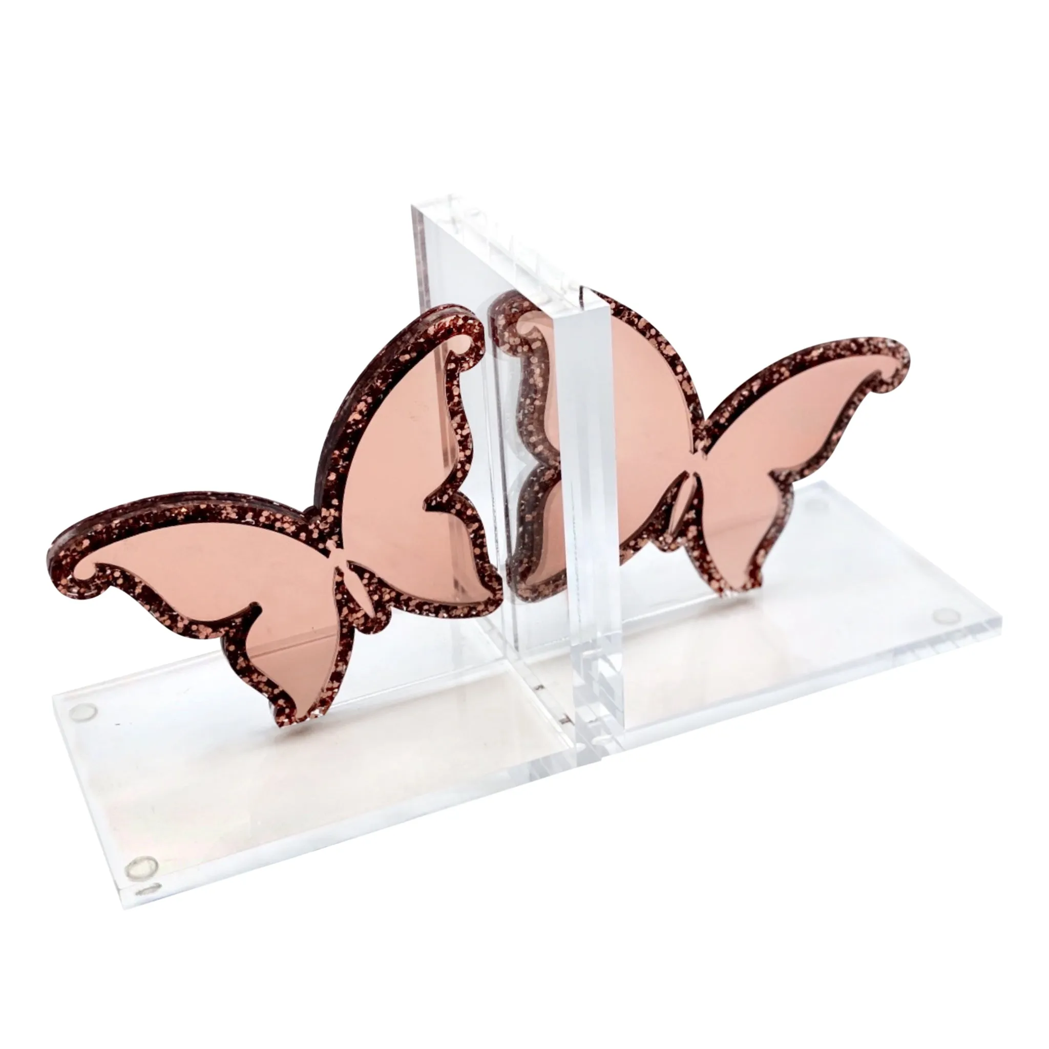 Acrylic Rose Gold Butterfly Bookends Sample