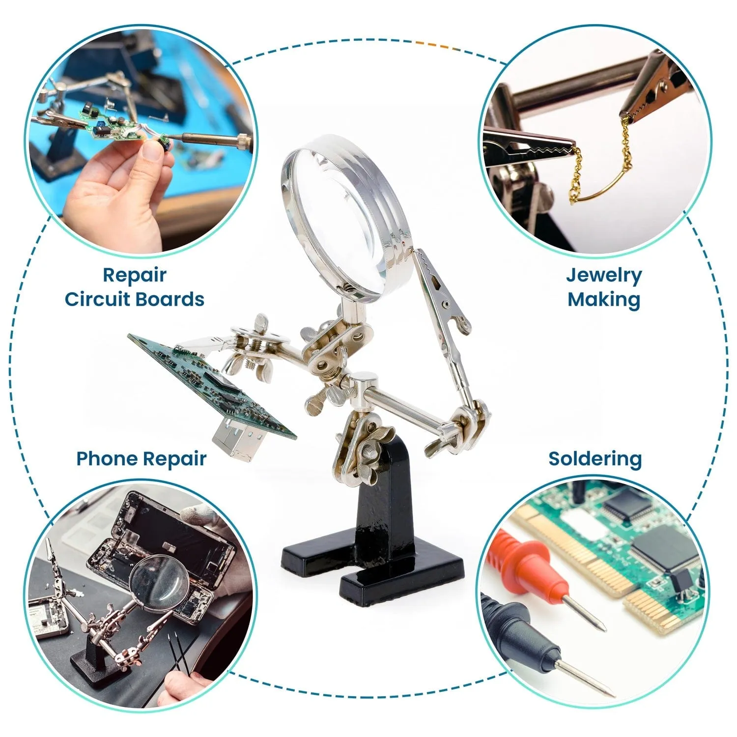 AmScope Third Hand Tool Circuit Board Holder w/ Magnifying Glass