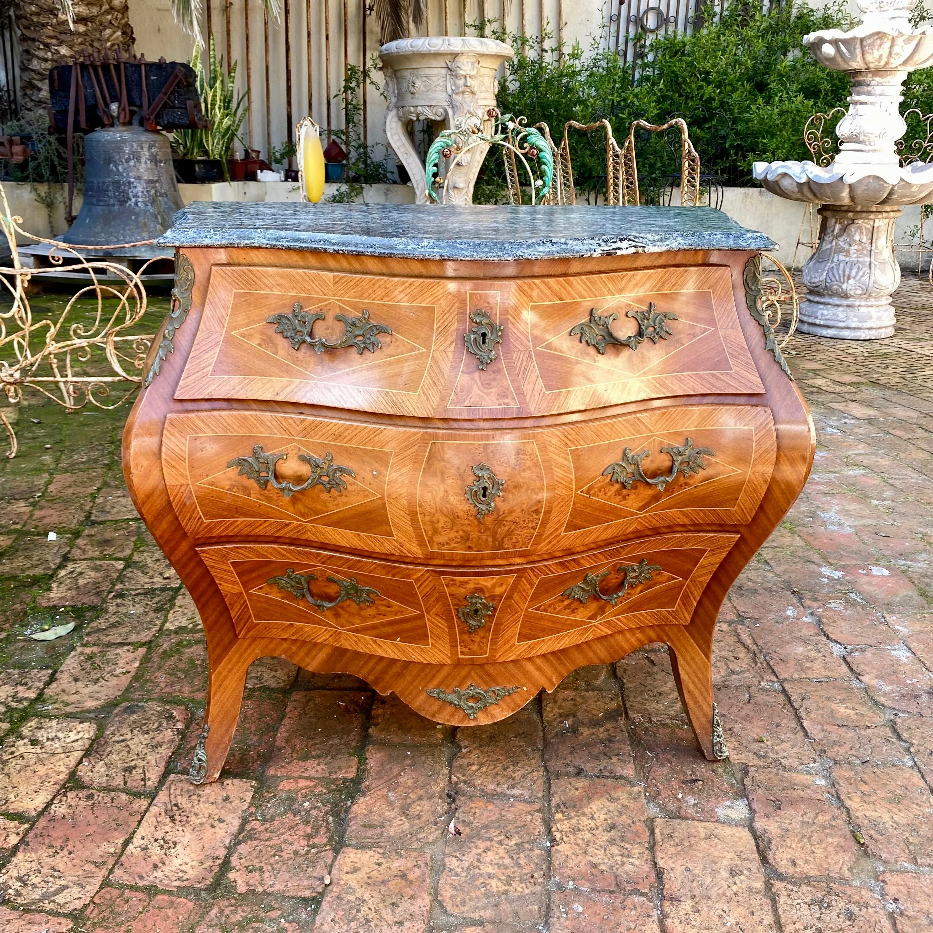 Antique Bombe Chest with Mottled Marble Top