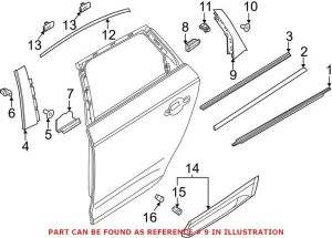 Audi Door Applique – Rear Passenger Side Rearward 80A839904B5FQ