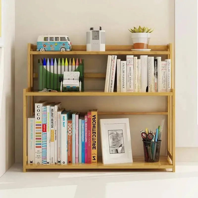 Bamboo Book Shelves Kitchen Storage Multi Use Desk Book Shelf Simple Handy