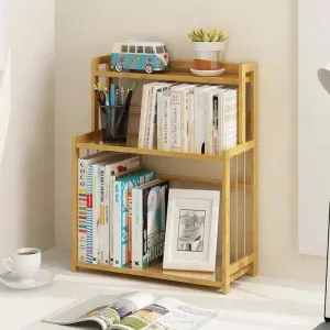 Bamboo Book Shelves Kitchen Storage Multi Use Desk Book Shelf Simple Handy