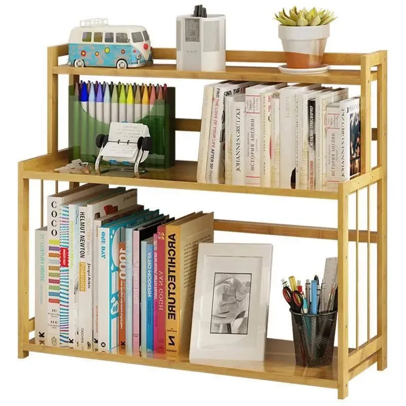 Bamboo Book Shelves Kitchen Storage Multi Use Desk Book Shelf Simple Handy