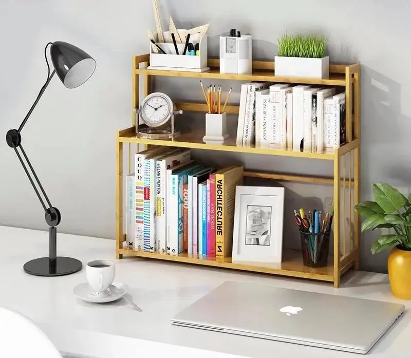 Bamboo Book Shelves Kitchen Storage Multi Use Desk Book Shelf Simple Handy