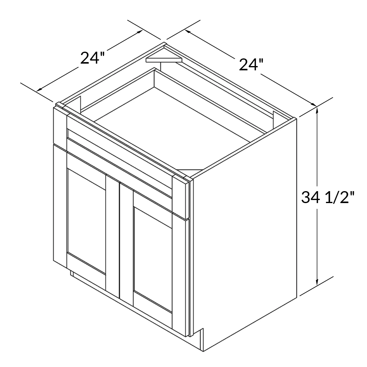 Base Kitchen Cabinet B24 Milan Pearl 24 in. width 34.5 in. height 24 in. depth