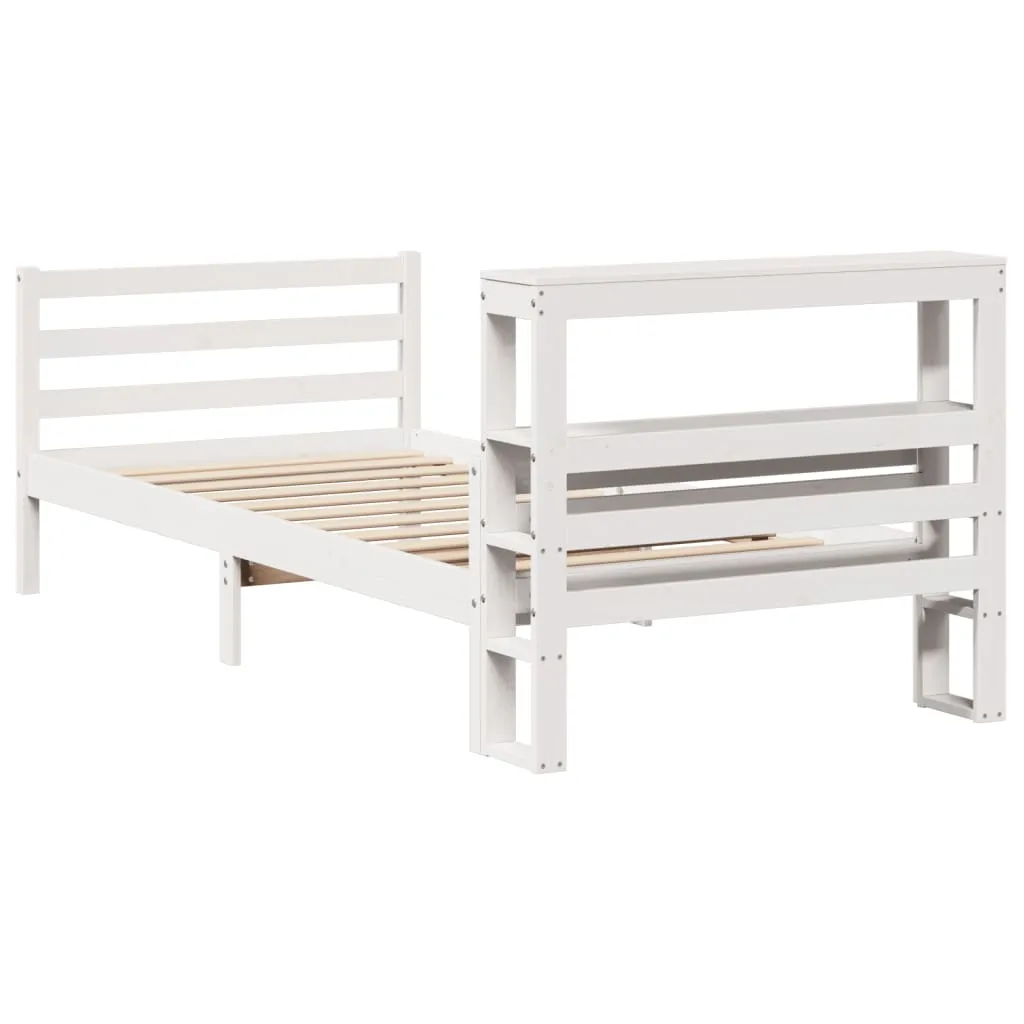 Bed Frame with Headboard without Mattress White 100x200 cm