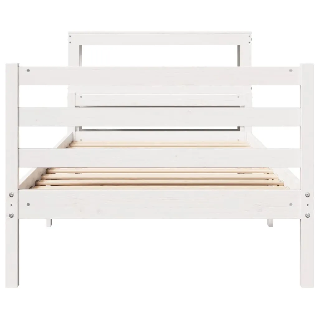 Bed Frame with Headboard without Mattress White 100x200 cm