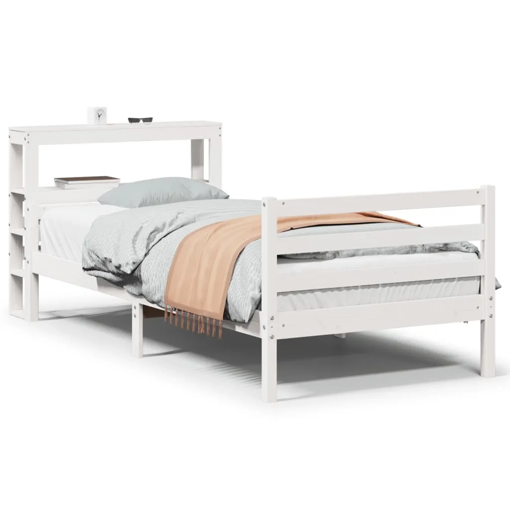 Bed Frame with Headboard without Mattress White 100x200 cm