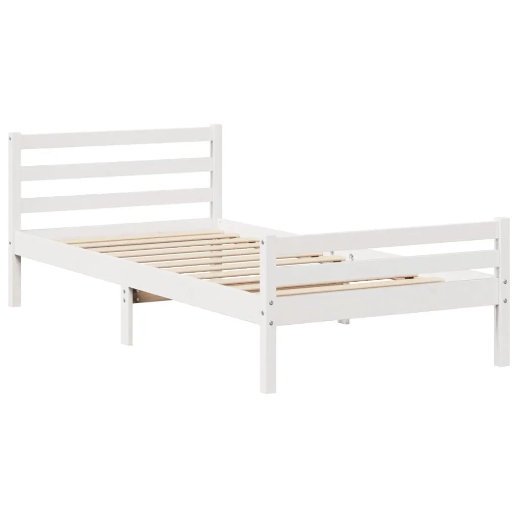 Bed Frame with Headboard without Mattress White 100x200 cm