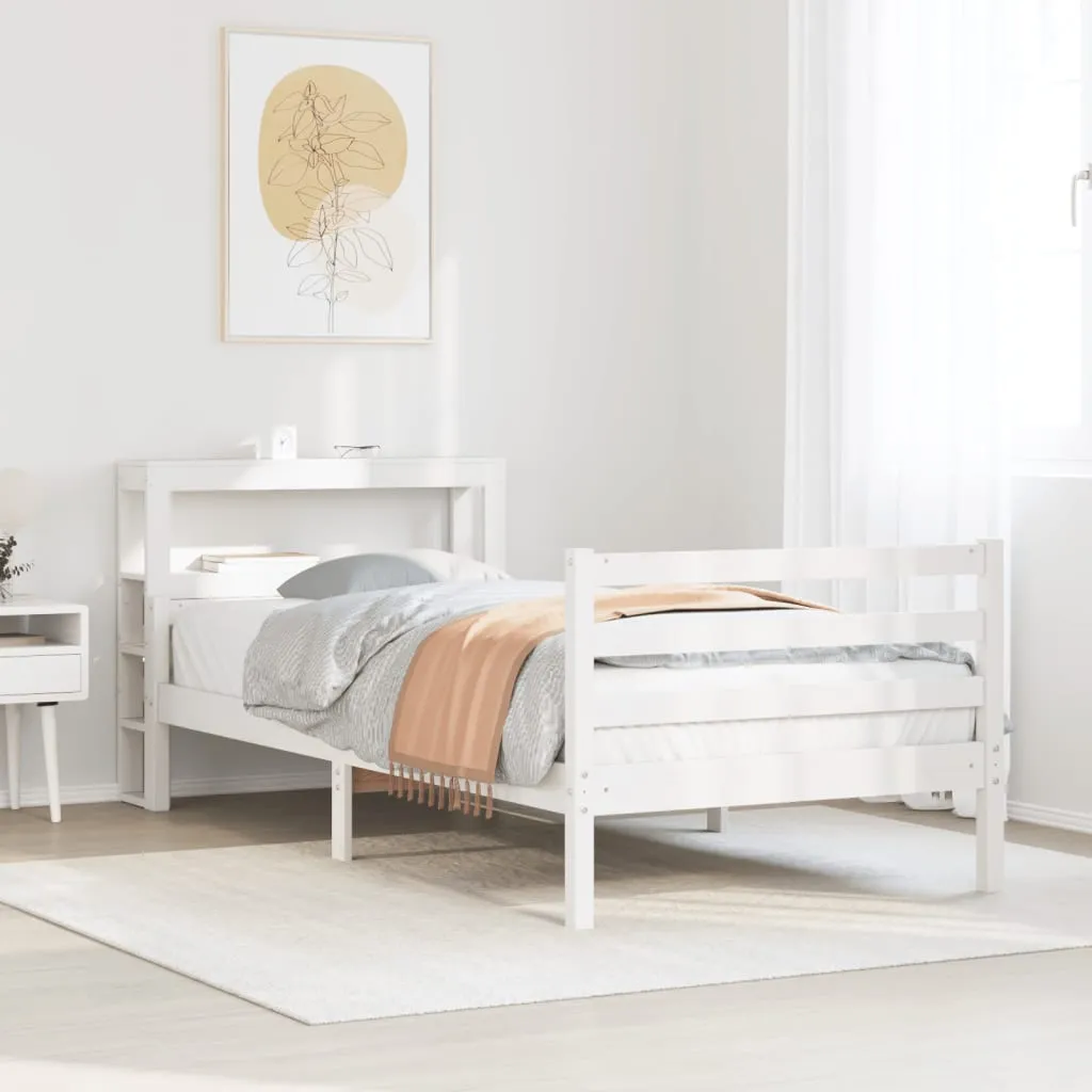 Bed Frame with Headboard without Mattress White 100x200 cm