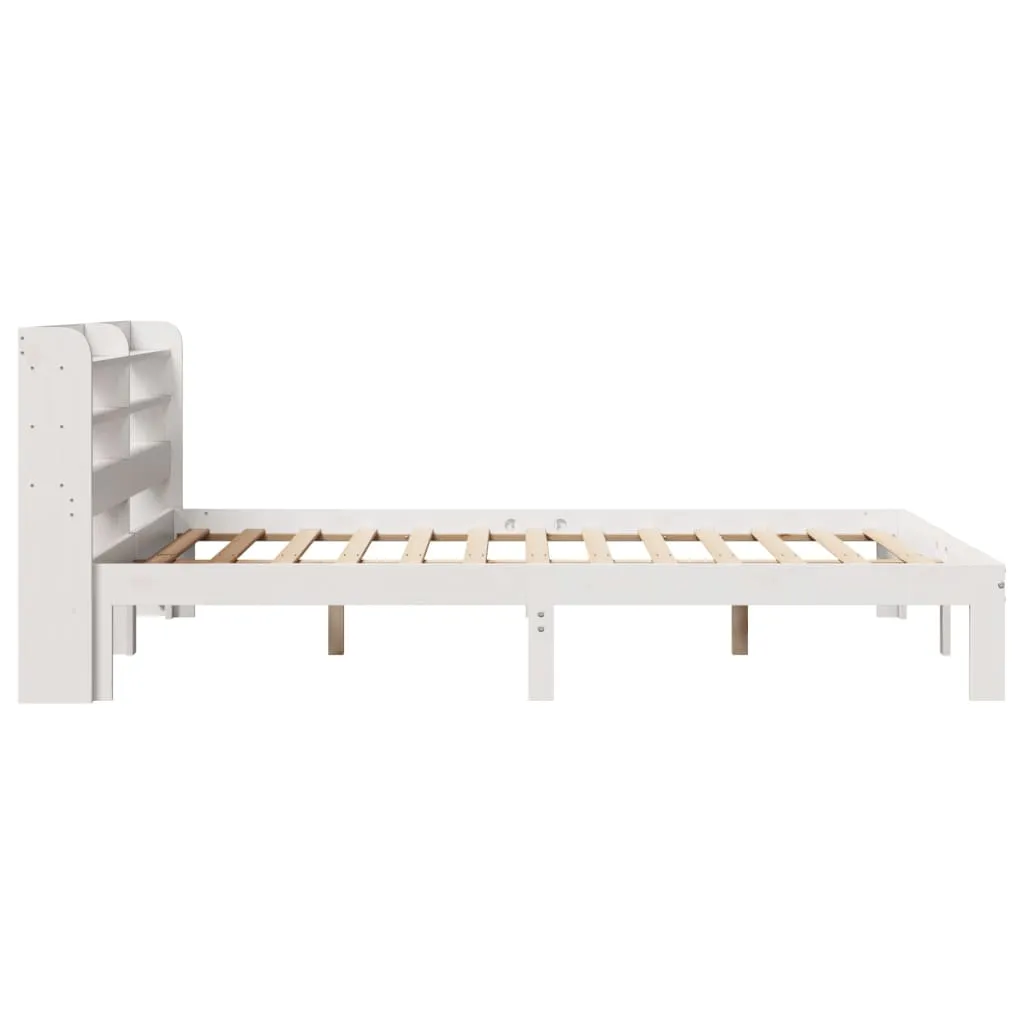 Bed Frame with Headboard without Mattress White 140x190 cm