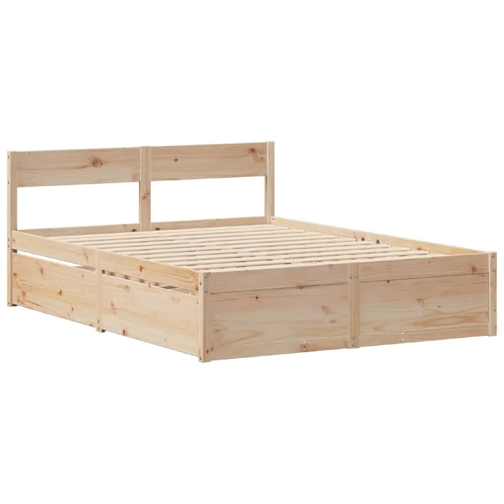 Bed Frame without Mattress 140x200 cm Solid Wood Pine