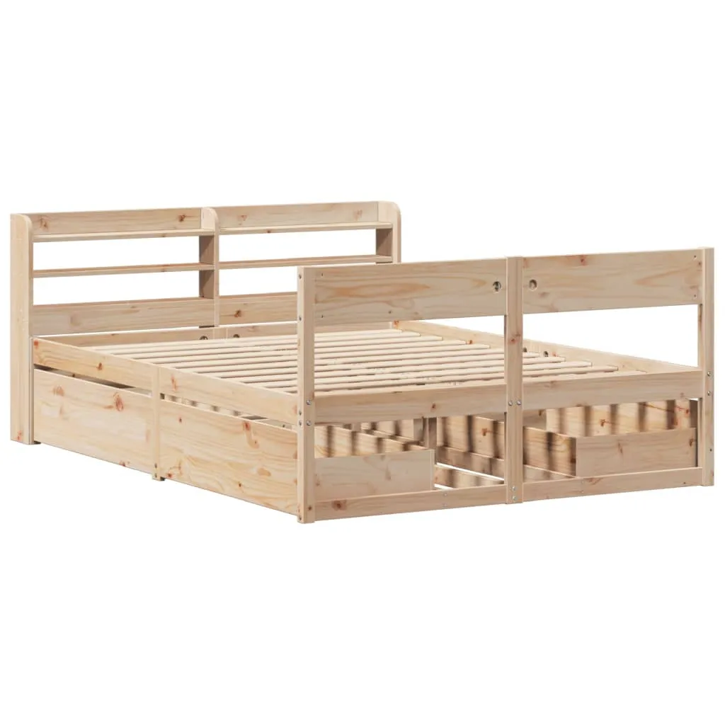 Bed Frame without Mattress 140x200 cm Solid Wood Pine