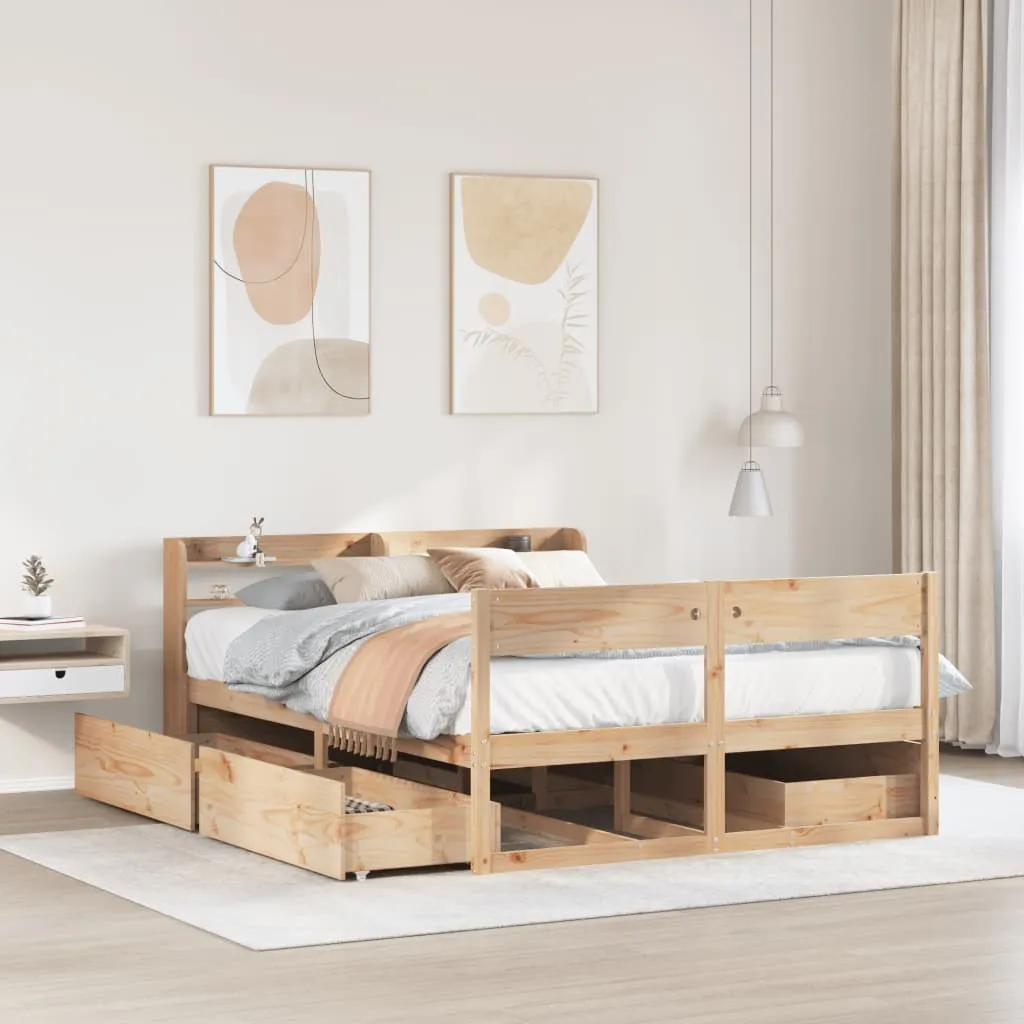 Bed Frame without Mattress 140x200 cm Solid Wood Pine