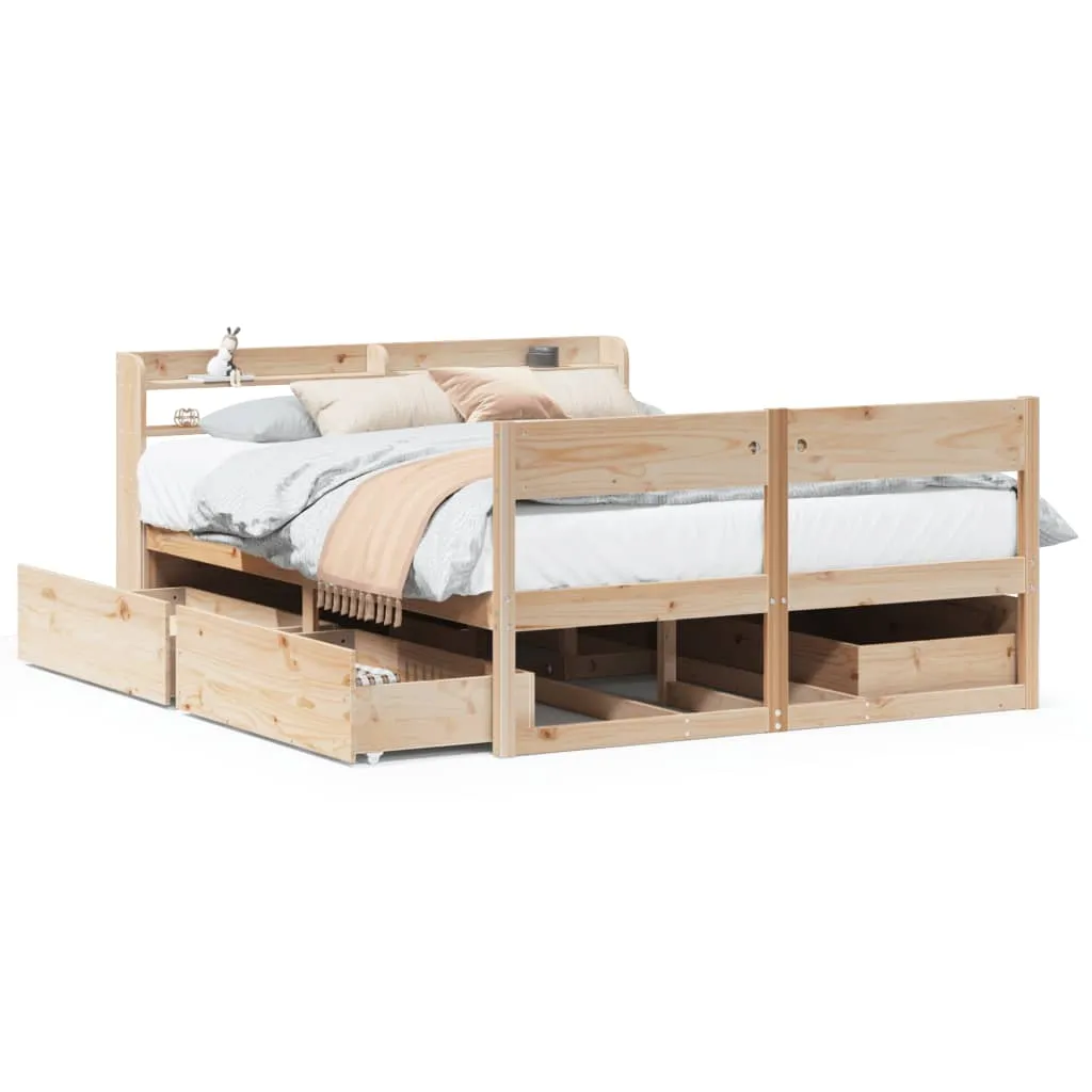 Bed Frame without Mattress 140x200 cm Solid Wood Pine