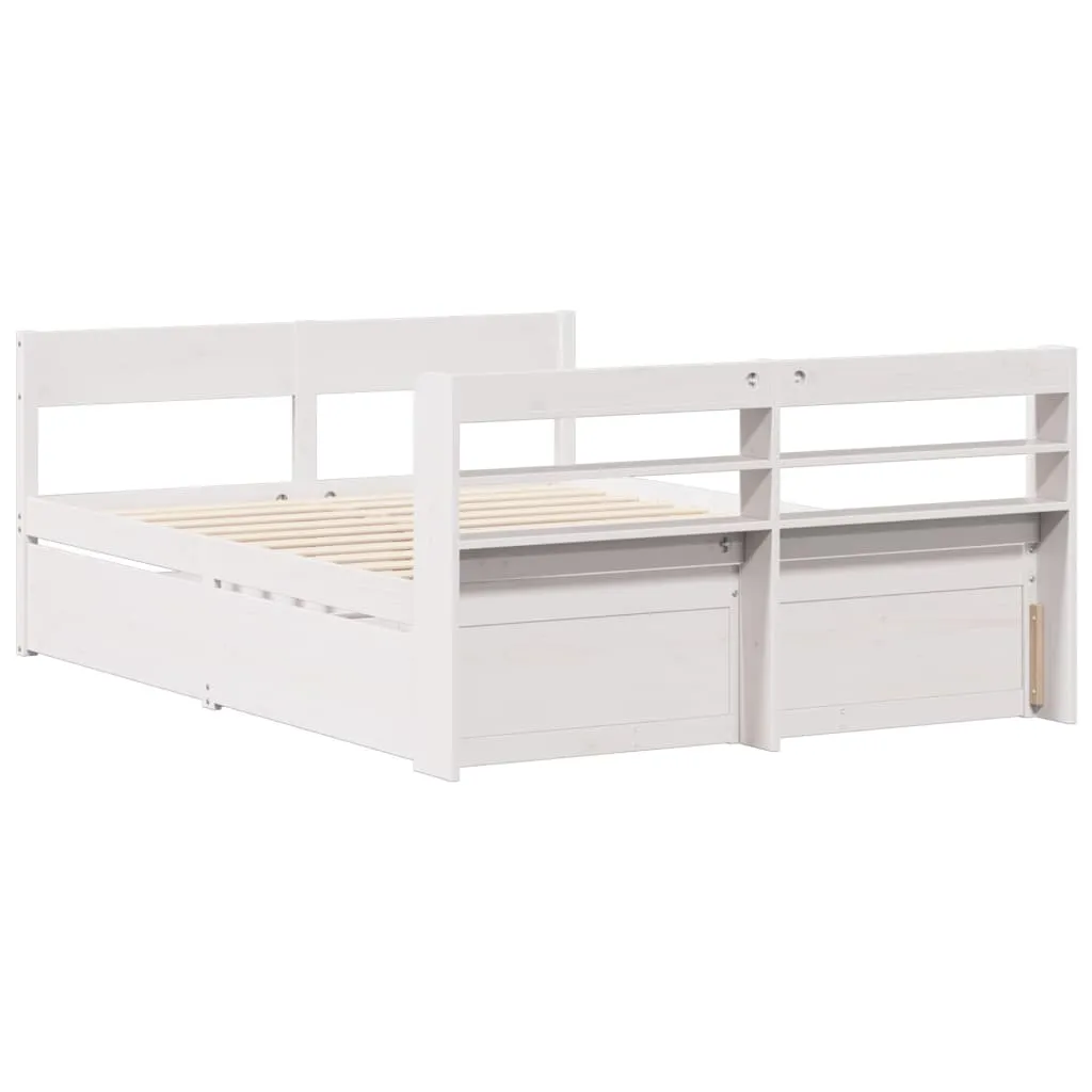 Bed Frame without Mattress White 160x200 cm Solid Wood Pine