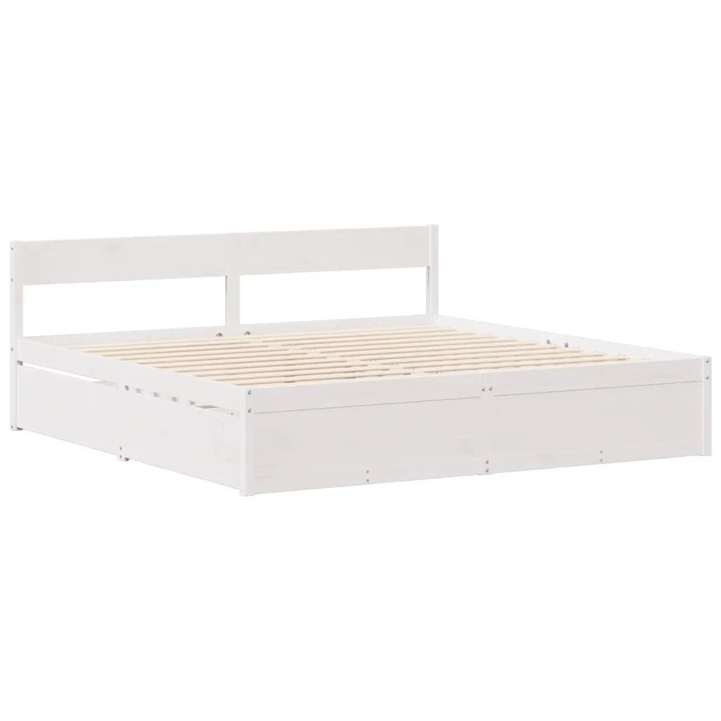 Bed Frame without Mattress White 160x200 cm Solid Wood Pine