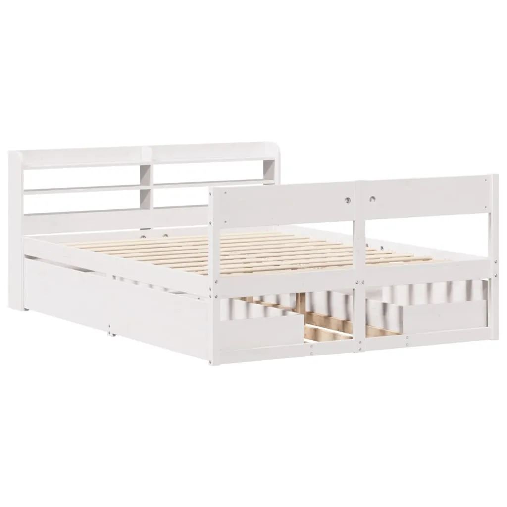 Bed Frame without Mattress White 160x200 cm Solid Wood Pine