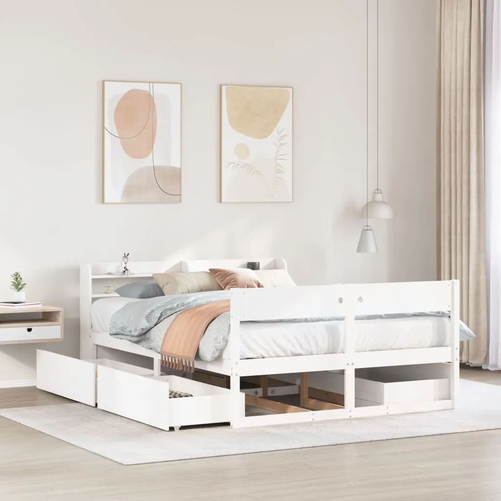 Bed Frame without Mattress White 160x200 cm Solid Wood Pine