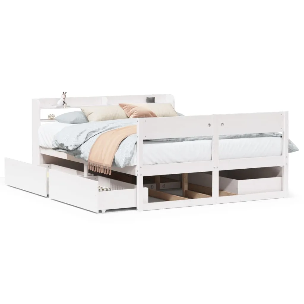 Bed Frame without Mattress White 160x200 cm Solid Wood Pine