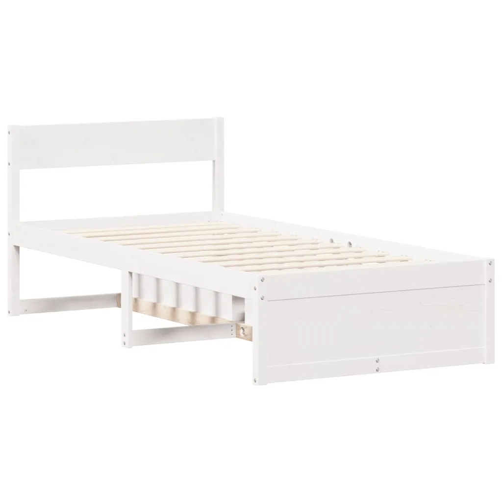 Bed Frame without Mattress White 90x200 cm Solid Wood Pine