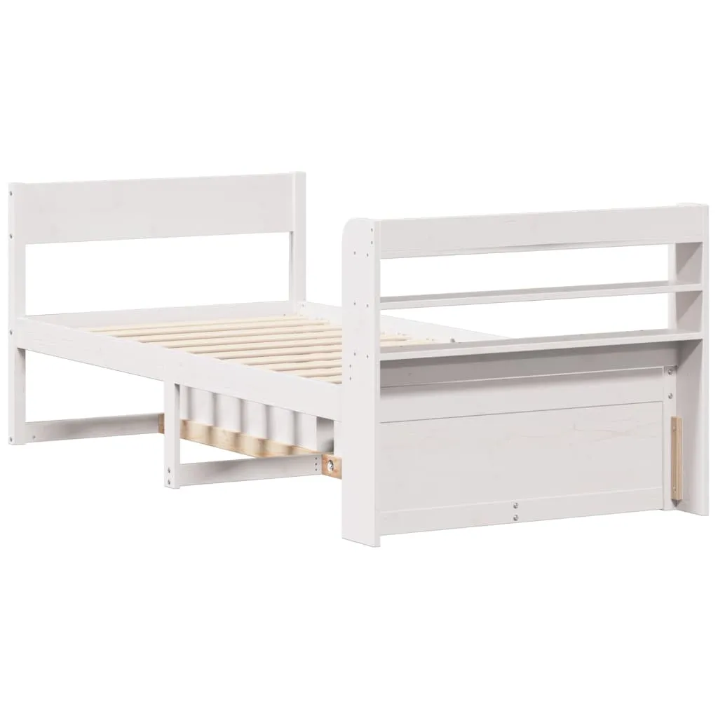 Bed Frame without Mattress White 90x200 cm Solid Wood Pine