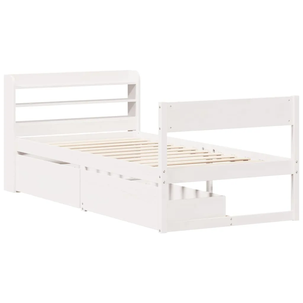 Bed Frame without Mattress White 90x200 cm Solid Wood Pine