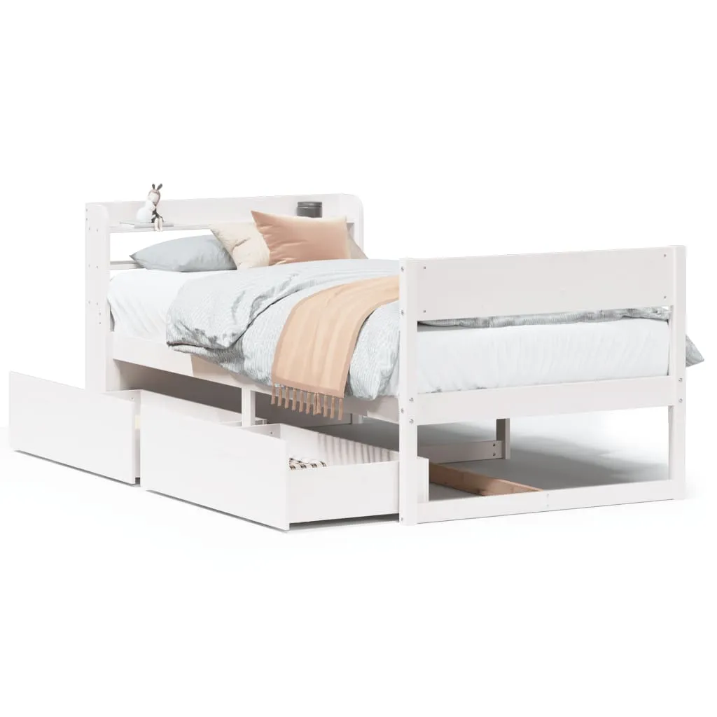 Bed Frame without Mattress White 90x200 cm Solid Wood Pine