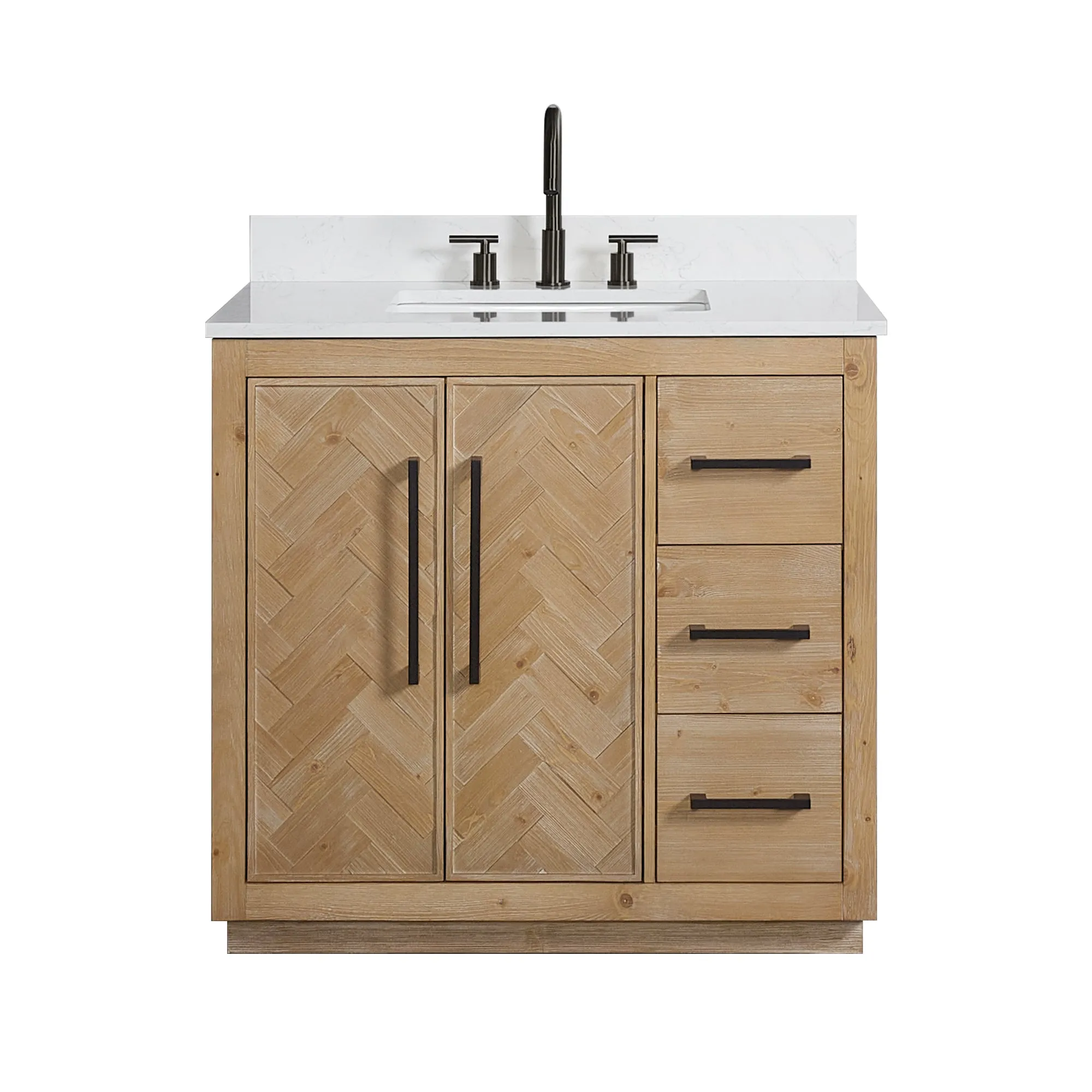 Bellavia 36" Single Bathroom Vanity in Weathered Fir with Engineered Stone Countertop