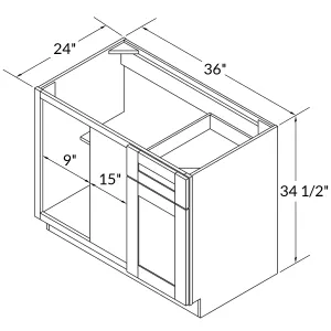 Blind Corner Base Kitchen Cabinet SCB36 Milan Pearl 36 in. width 34.5 in. height 24 in. depth