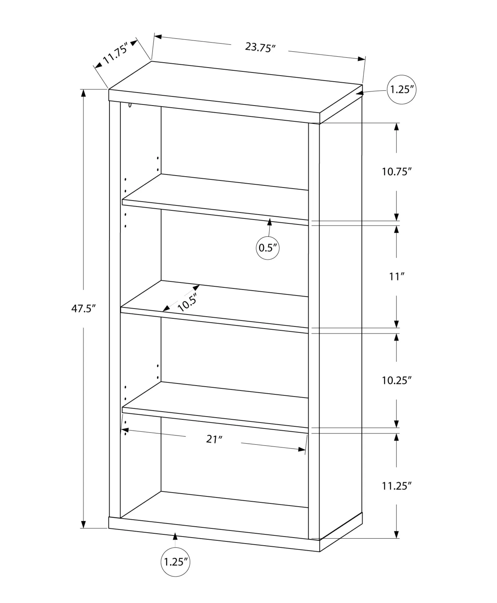 Bookcase - 48"H / Dark Taupe With Adjustable Shelves