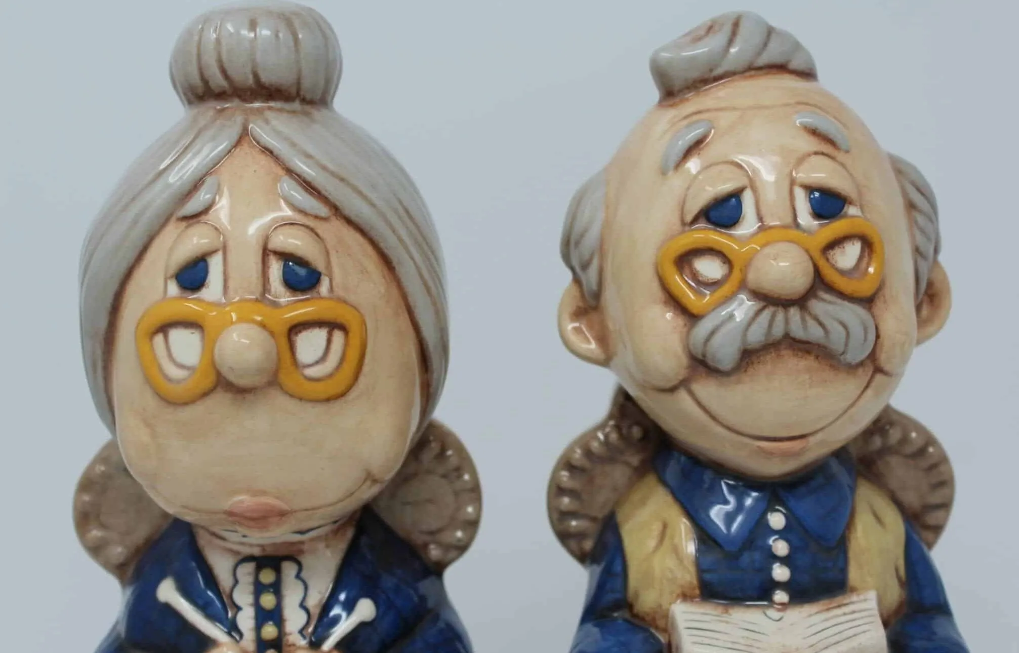 Bookends, Grandma and Grandpa (Old Man / Old Woman), Vintage Ceramic