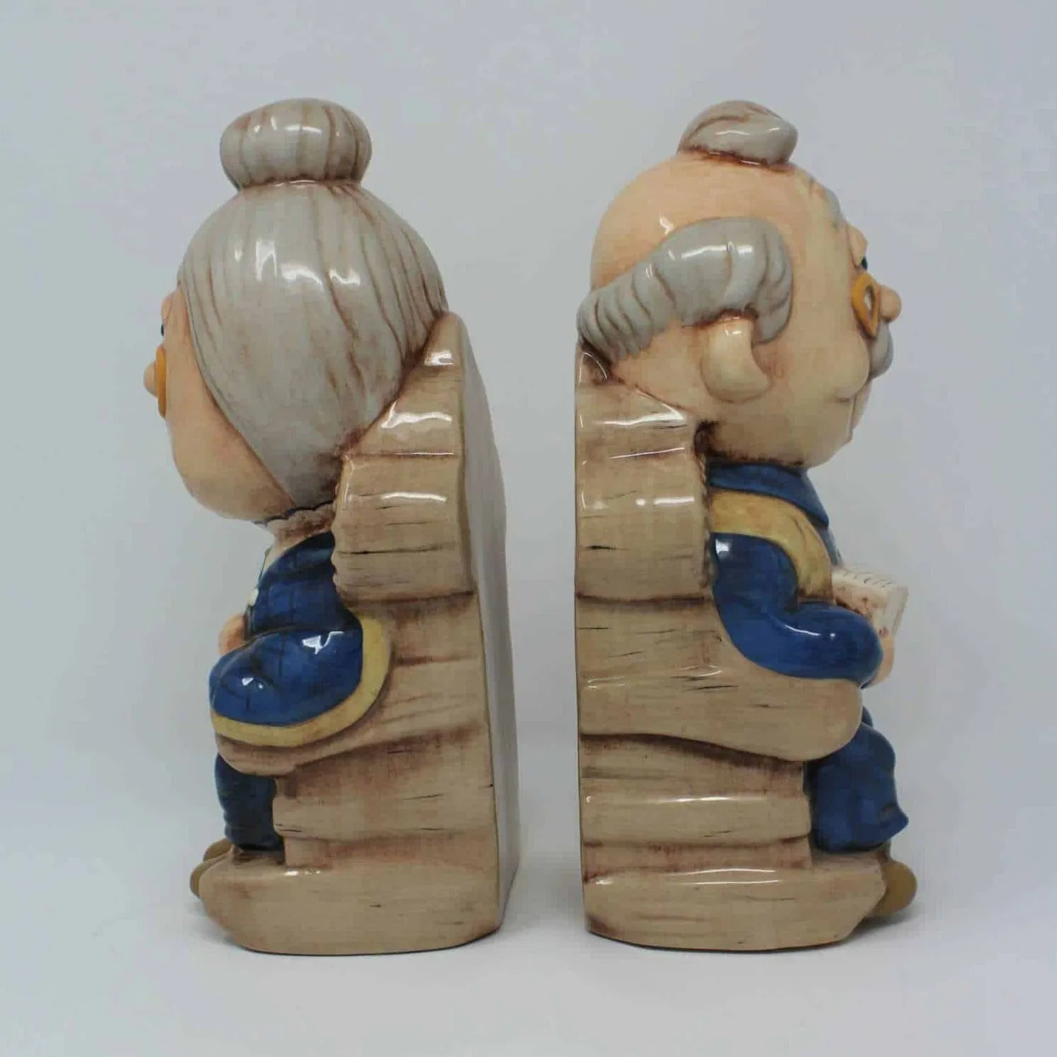 Bookends, Grandma and Grandpa (Old Man / Old Woman), Vintage Ceramic