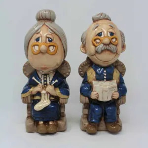 Bookends, Grandma and Grandpa (Old Man / Old Woman), Vintage Ceramic