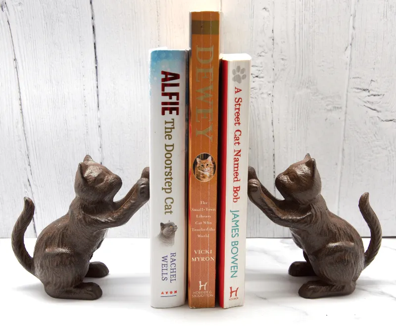 Cast Iron Cat Book Ends