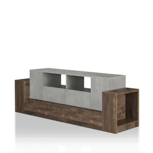 Cedar Hills Industrial 71" Cement and Reclaimed Oak 4-Shelf TV Stand