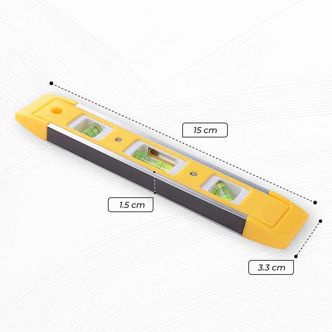 Cheston 9 Inch Magnetic Torpedo Level with 3 Bubble Leveller 0°/45°/90° & Overhead Viewing Slot for Levelling, Furniture & Construction