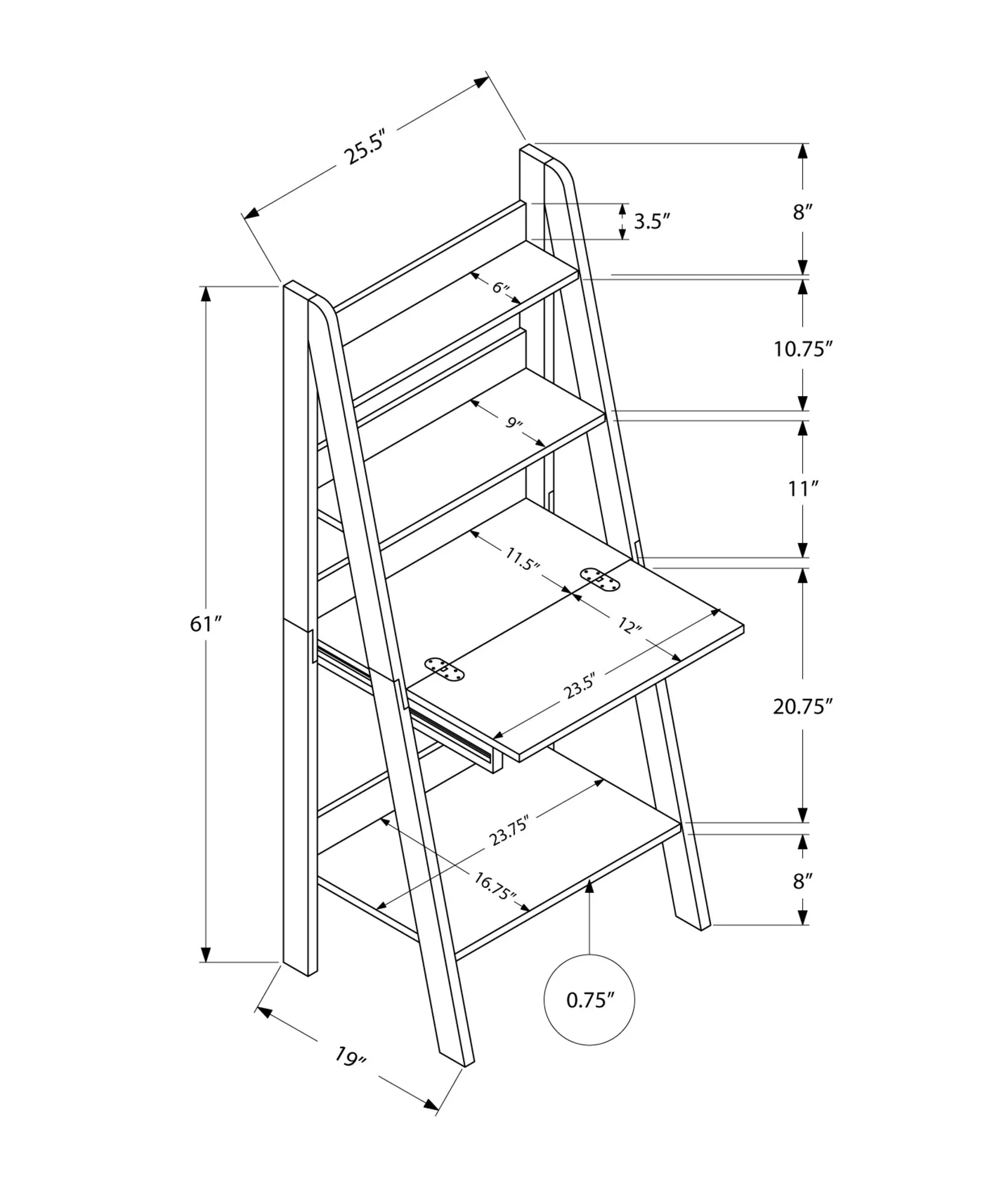 Computer Desk - 61"H / Cappuccino Ladder Style