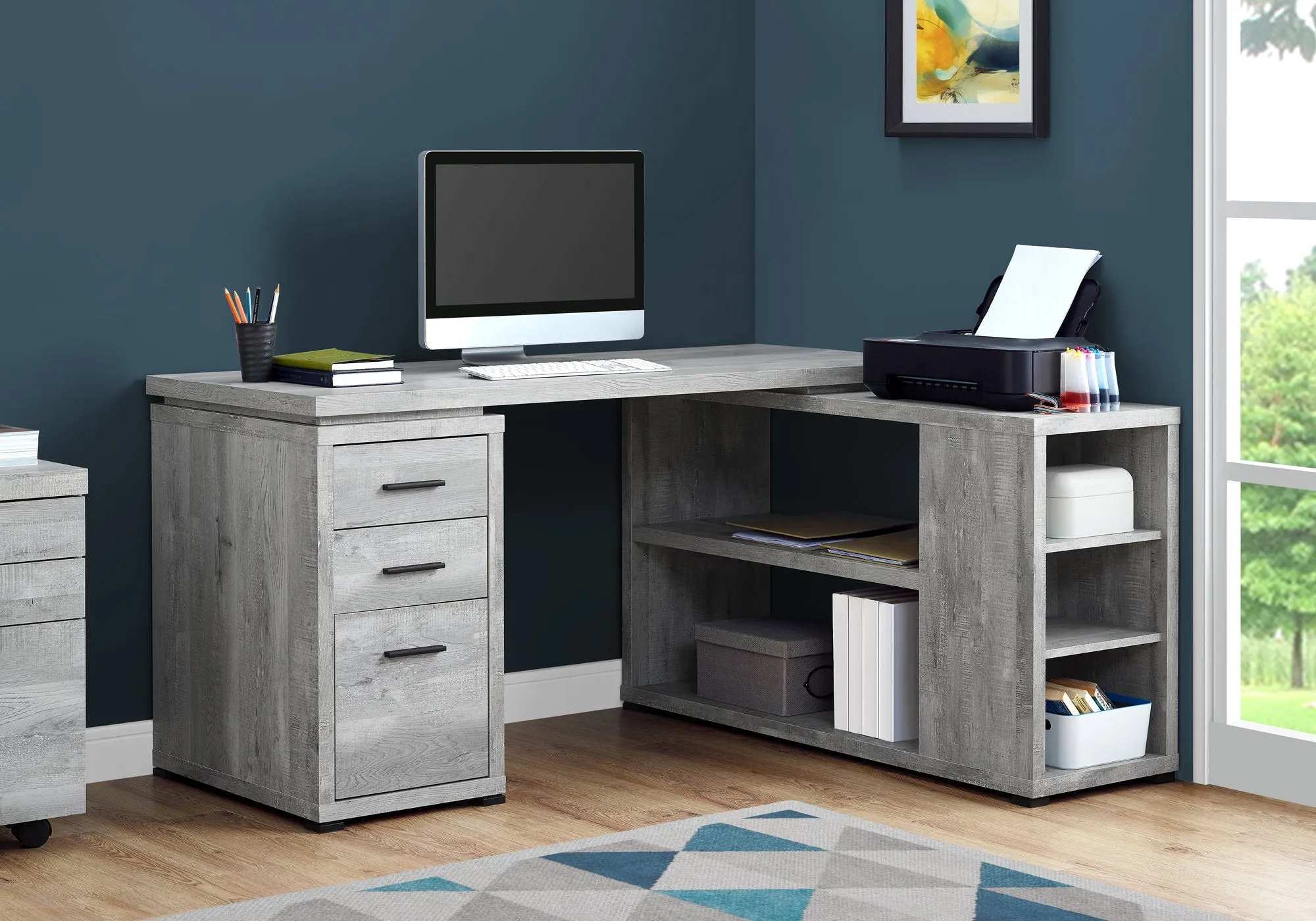 Computer Desk - Grey Reclaimed Wood L/R Facing Corner