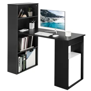 Computer Desk with Bookcase, Writing Study Desk with Storage Shelves & CPU Stand